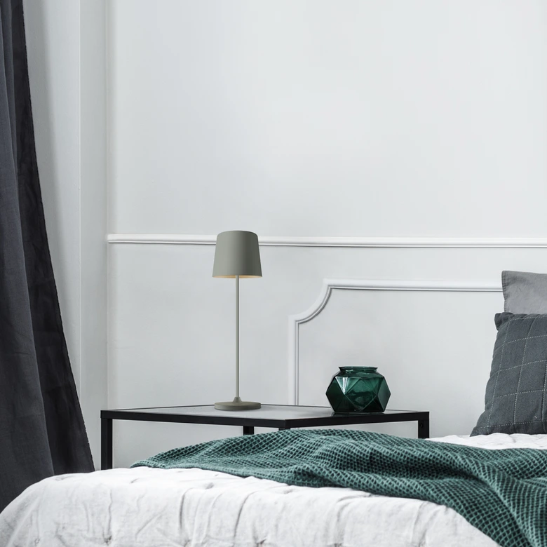 Tischleuchte Cosy, grau, 10 x 37 cm, Metall graue Tischleuchte Outdoor 