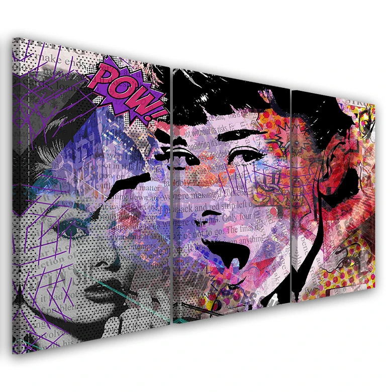 3-delige canvasprint, Audrey Hepburn 