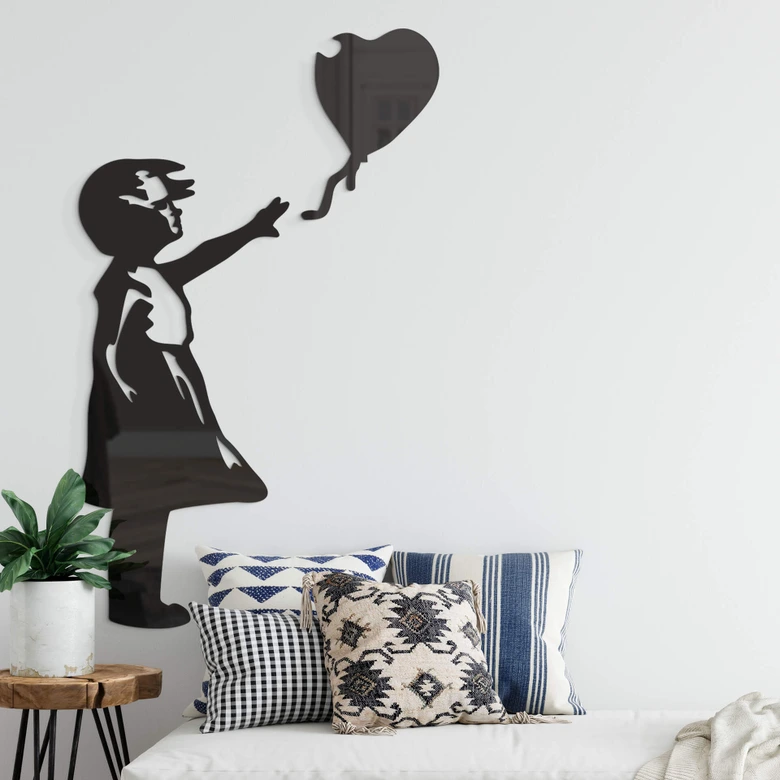 Wanddecoratie Banksy - Girl with the Balloon (2-delig) 