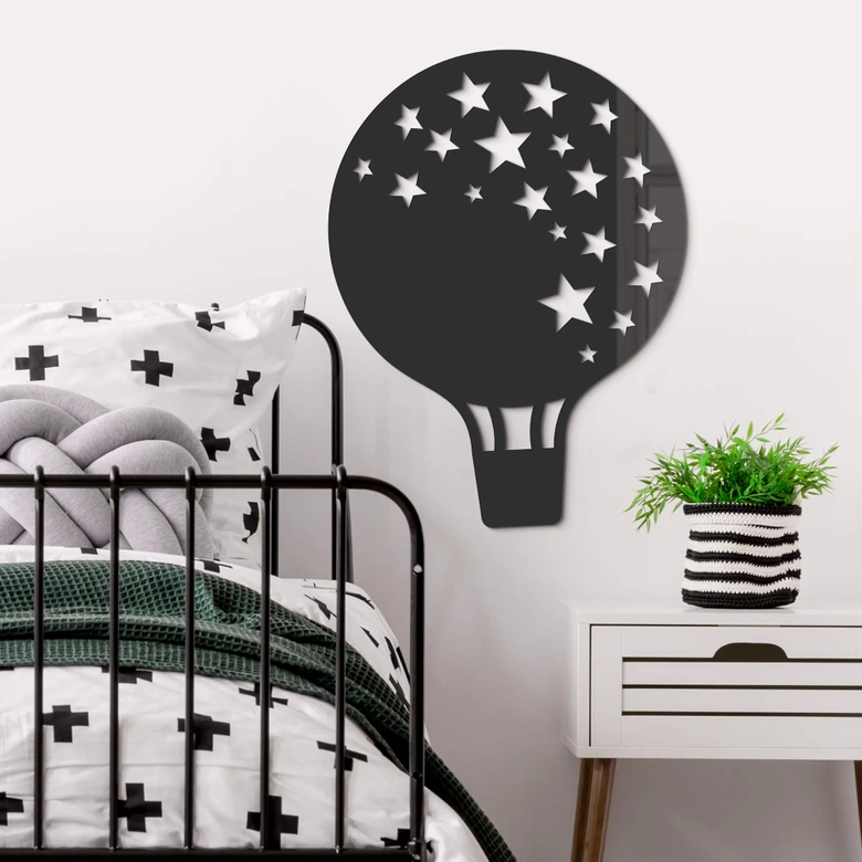 Akryl dekoration varmluftsballong med stjärnor 