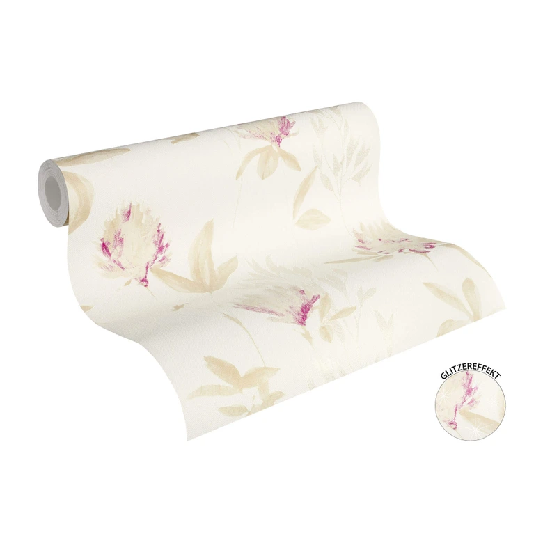 Designdschungel by Laura N. Vliestapete Blumentapete floral beige, metallic, lila 