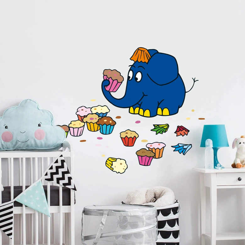 Wandtattoo Der Elefant mag Muffins 