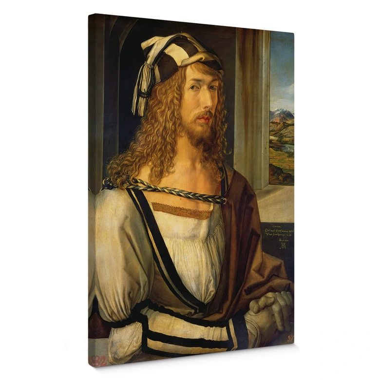 Leinwandbild Dürer - Selbstbildnis mit Landschaft 