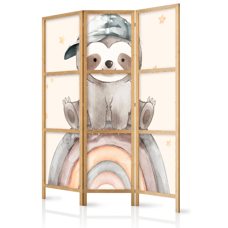 Japanischer Paravent, Raumteiler freistehend, Trennwand - Happy Sloth 