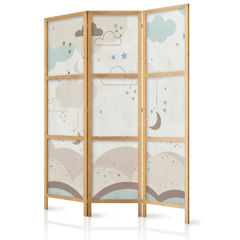 Japanischer Paravent, Raumteiler freistehend, Trennwand - Cloudy Night Sky 