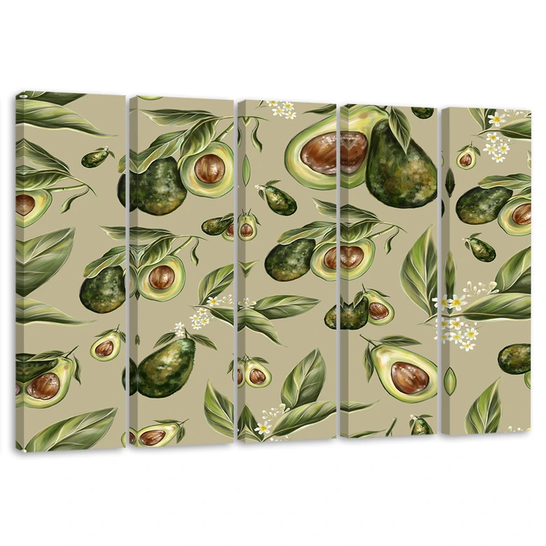 Leinwandbild 5 teilig, Avocado -Hälften 