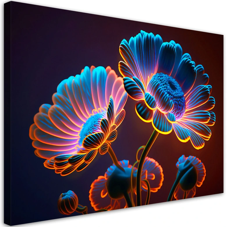 Leinwandbild, Neon-Blüten 