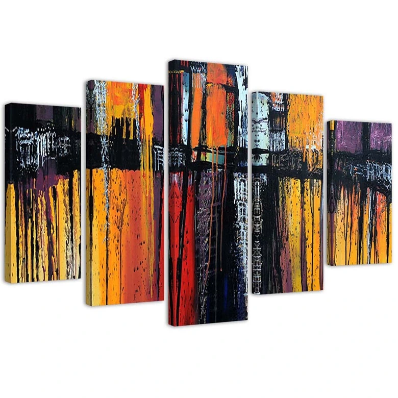 Leinwandbild 5 teilig, Abstraktion Farbiges Acryl 