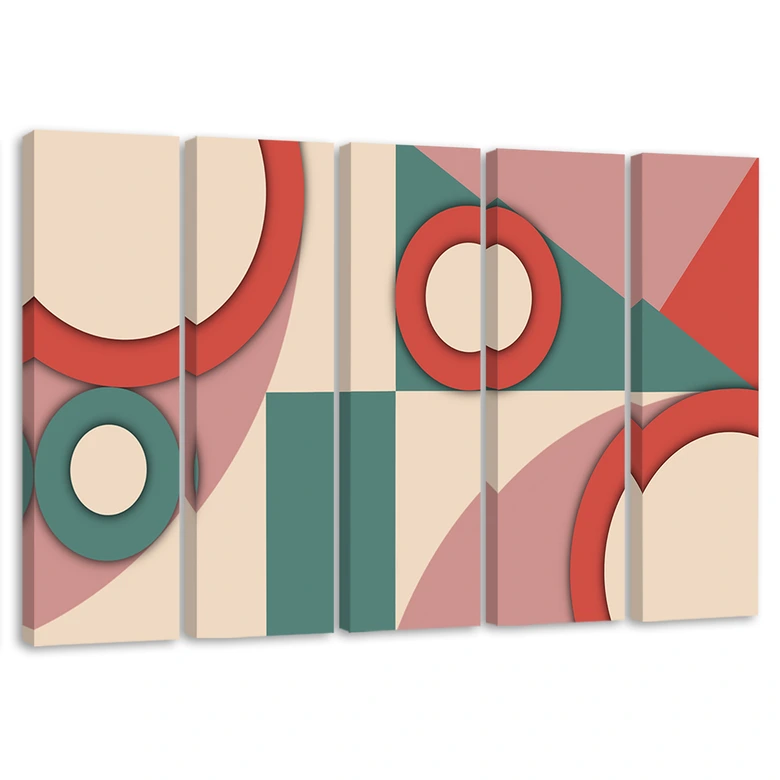 Leinwandbild 5 teilig, Geometrische Abstraktionsformen 