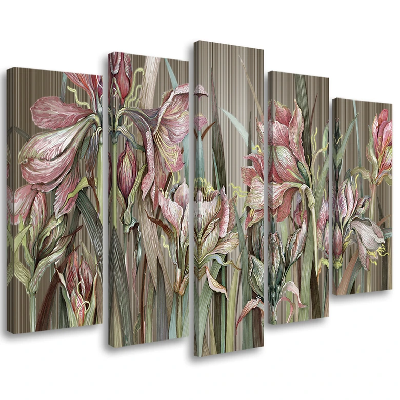 Leinwandbild 5 teilig, Iris Blumen 
