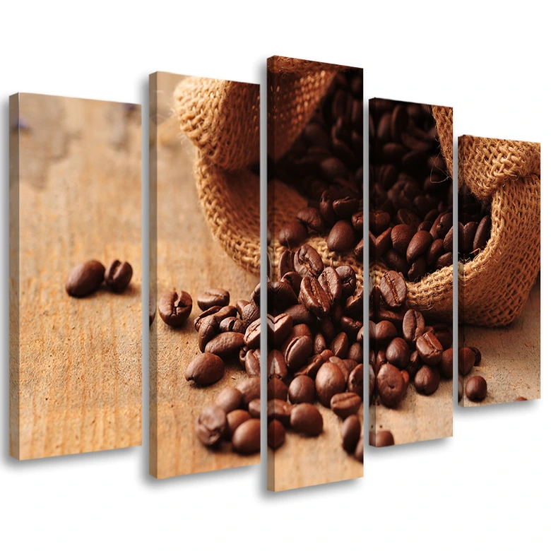 Wandbild 5-teilig, Kaffeebohnen 