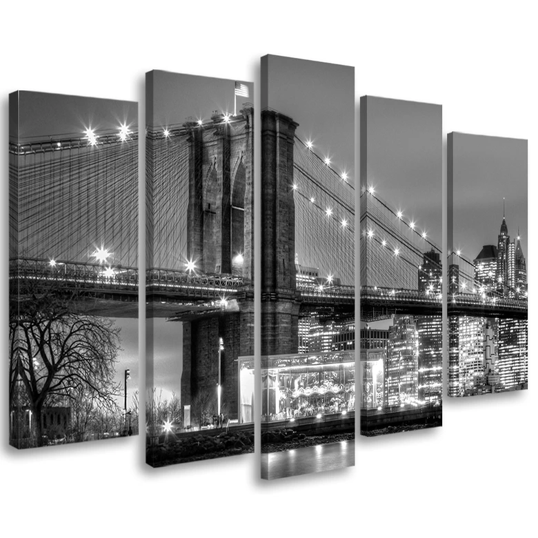 Wandbild 5-teilig, Manhattan Bridge New York 