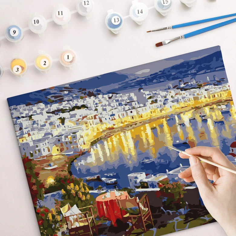 Schilderen op Nummer op Canvas - Coastal City (50x40 cm) 