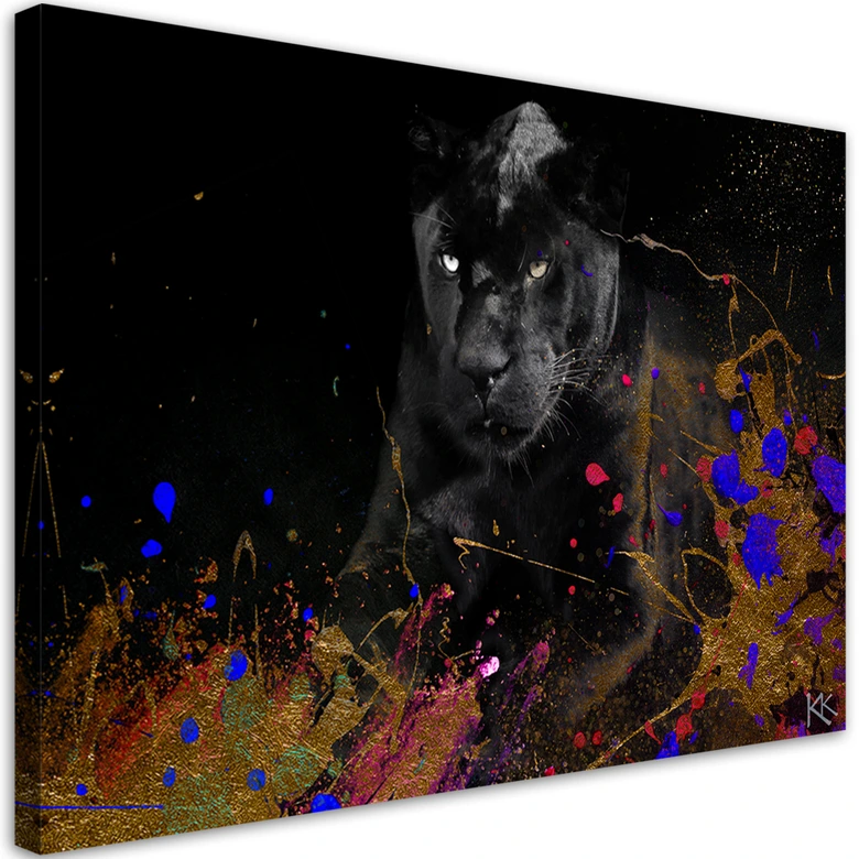 Leinwandbild, Leopard auf Bunte Hintergrund 