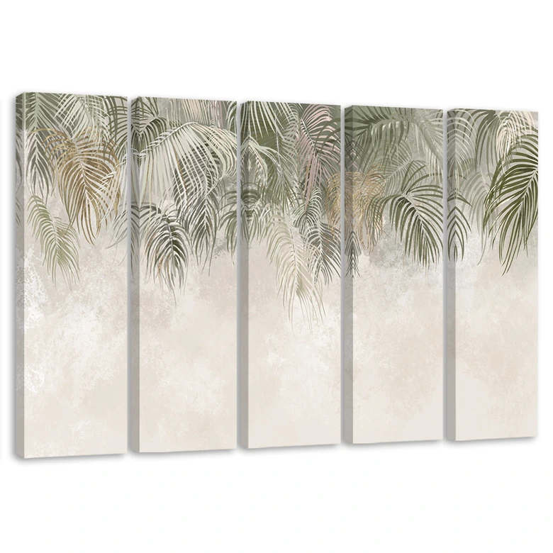 Leinwandbild 5 teilig, Palmenblätter 