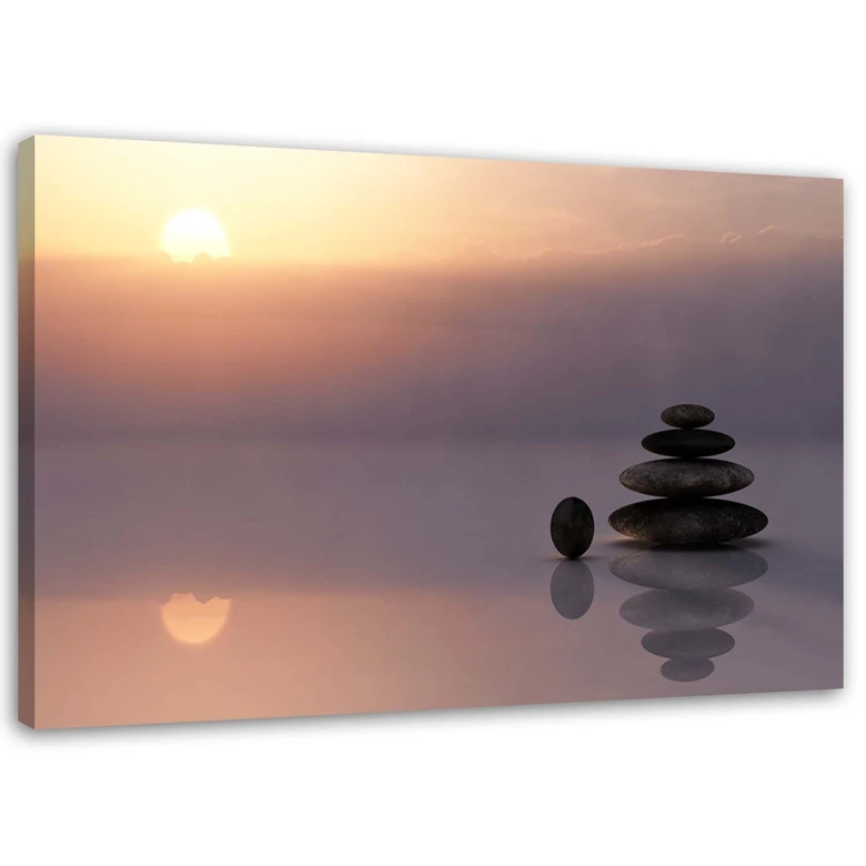 Leinwandbild, Zen-Steine am Meer 