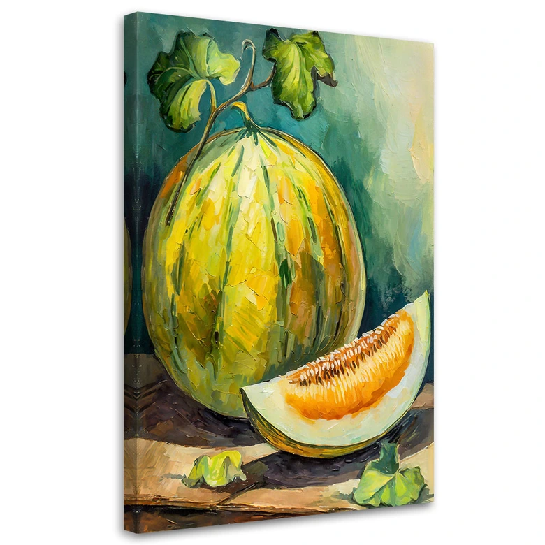 Leinwandbild, Wassermelone Frucht handgemalt 