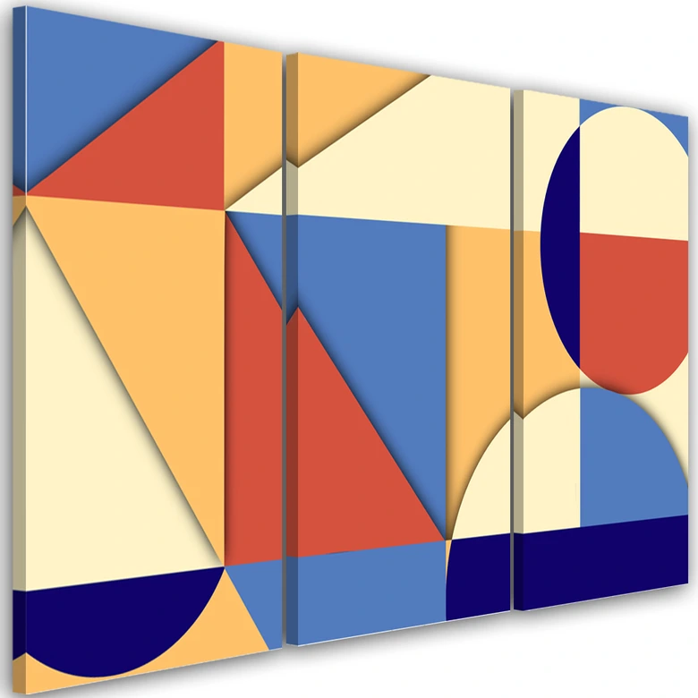 3-delige canvas print, geometrische abstractievormen 