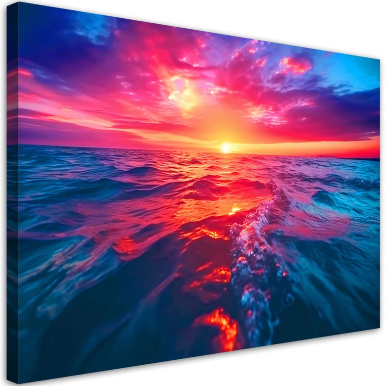 Leinwandbild, Sonnenuntergang über dem Meer 