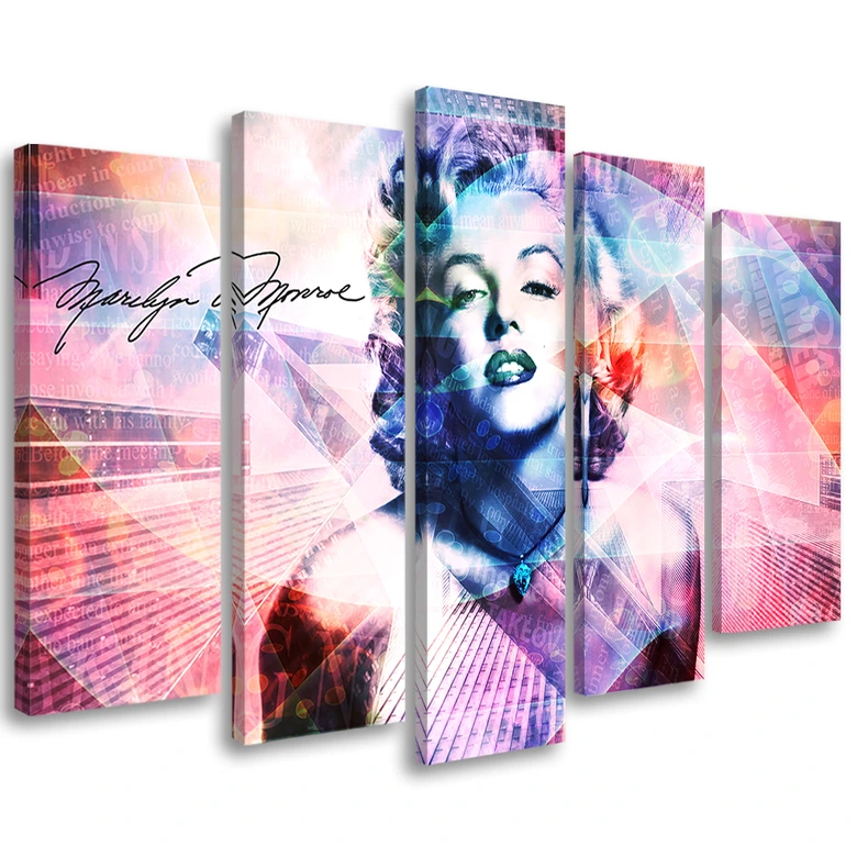 Leinwandbild 5 teilig, Marilyn Monroe Farbe 