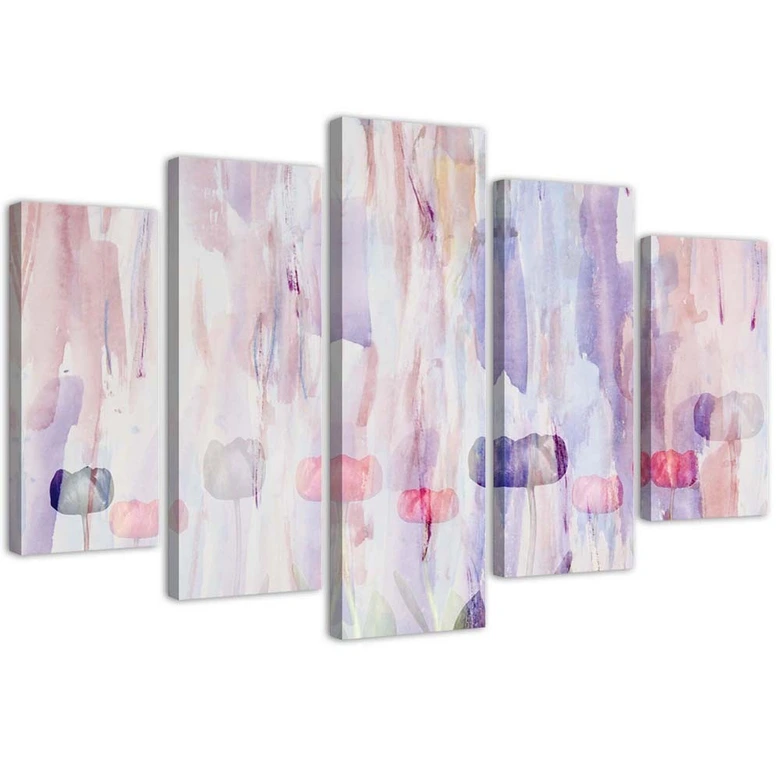 5-delige canvasprint, abstracte pastelkleur 