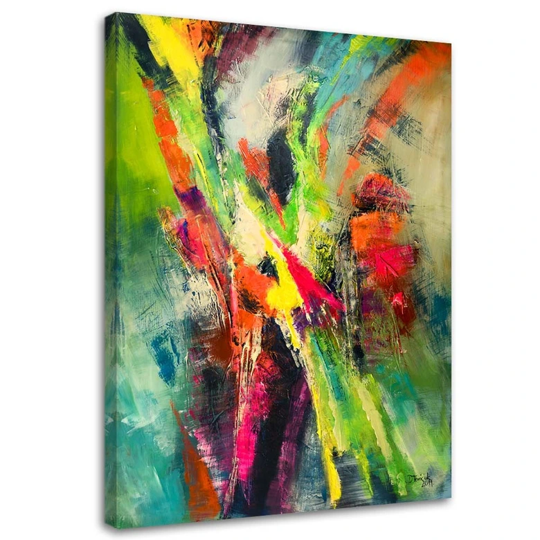 Canvasbillede, Farverigt abstrakt som malet 