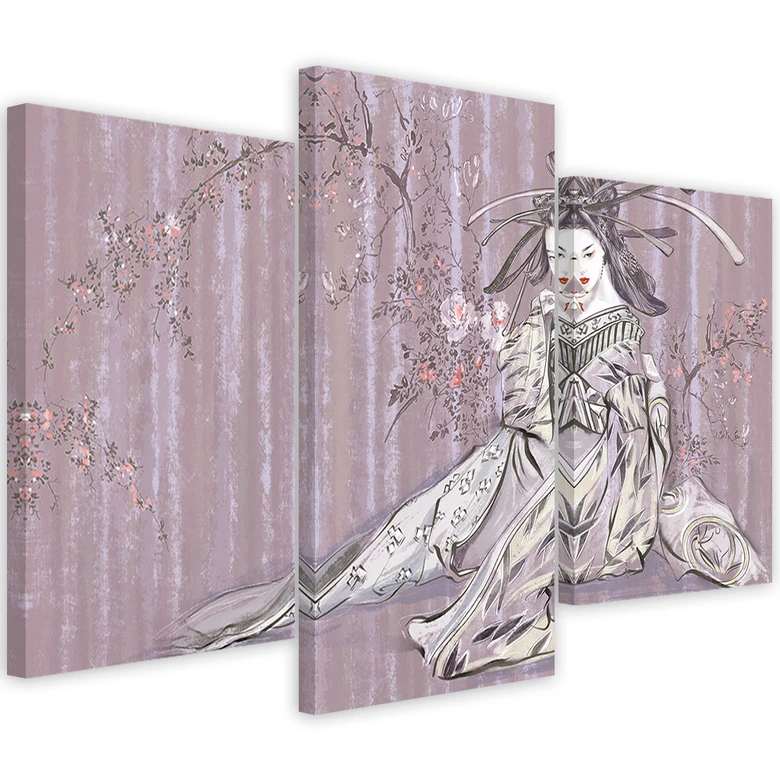 Leinwandbild 3 teilig, Traditioneller japanischer Geisha 