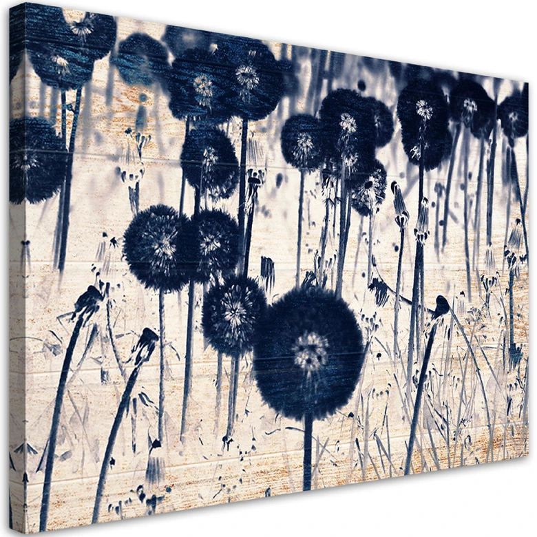 Leinwandbild, Pusteblume auf alten Brettern 