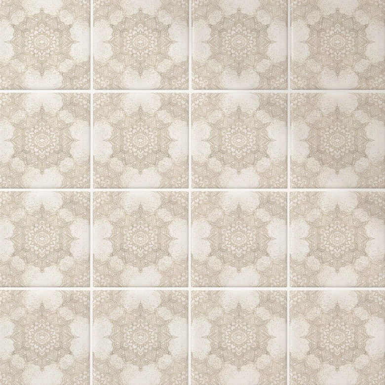 Fliesenaufkleber Elegantes Mandala in Sandgold - Bloomery Decor - 12er Set) 