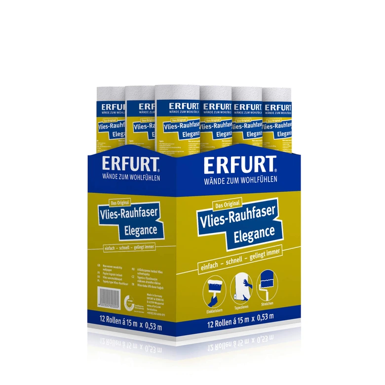 Erfurt ikke-vævet Fleecetapet Karton med 12 ruller - Elegance hvid 
