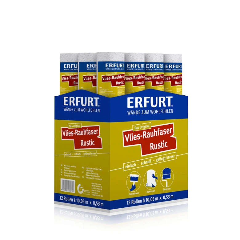 Erfurt ikke-vævet Fleecetapet Karton med 12 ruller -  Rustik hvid 