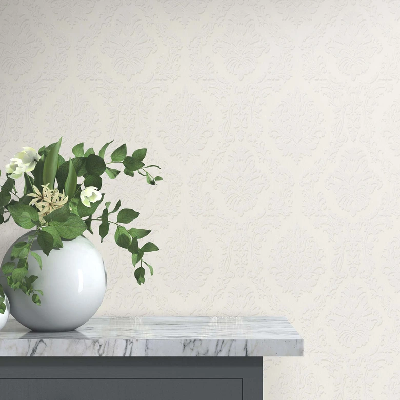 Papier peint décoratif Erismann Versailles blanc, crème 