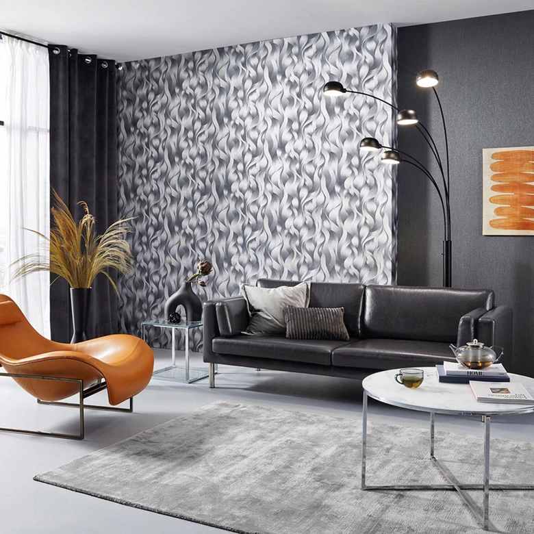 ELLE Decoration Vliestapete, Wellenmustertapete schwarz 