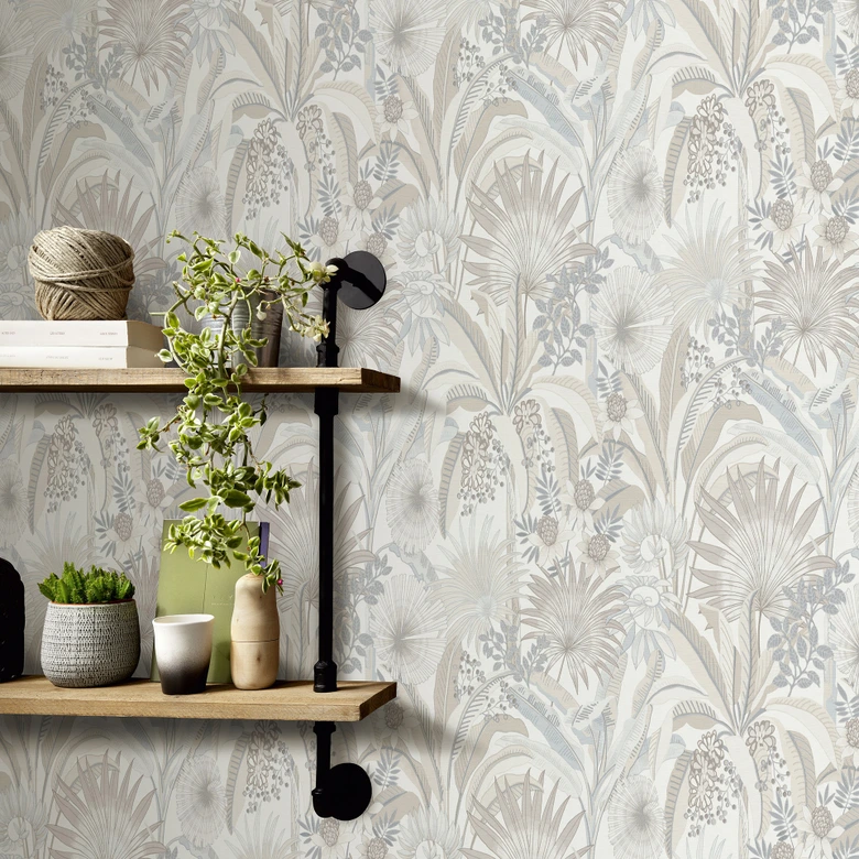 Blumentapete, Florale Tapete, Vliestapete Erismann Martinique beige 