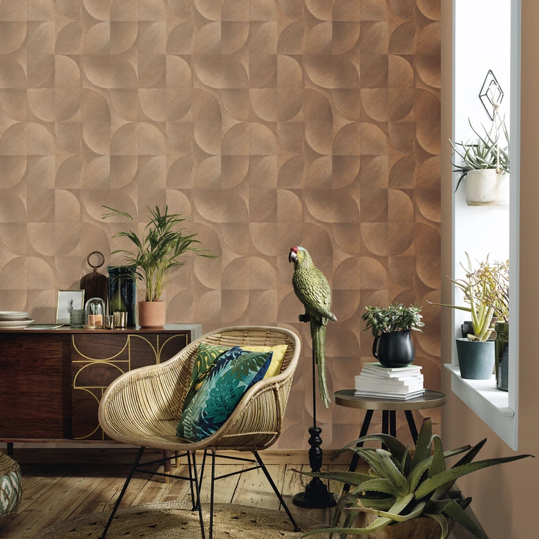 Papier peint 3D, papier peint à motifs rétro, papier peint intissé marron Erismann Martinique 