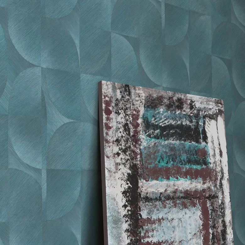 Papier peint 3D, papier peint à motifs rétro, papier peint intissé Erismann Martinique turquoise 