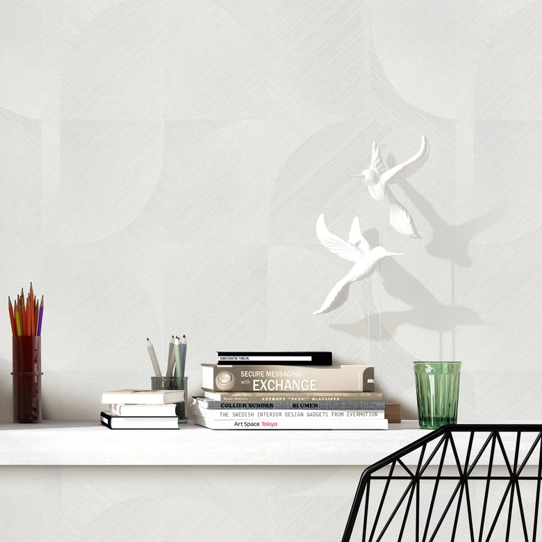 Papier peint 3D, papier peint rétro, papier peint intissé Erismann Martinique crème 