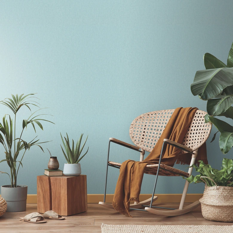 Papel pintado no tejido Erismann Martinique turquesa 