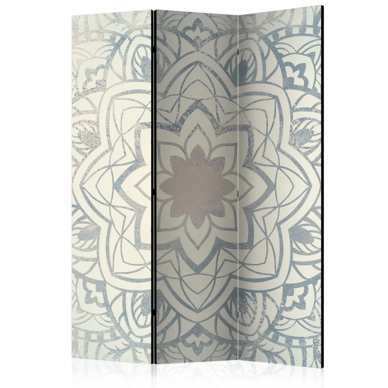 Paravent, Raumteiler freistehend, Trennwand - Winter-Mandala, 3-teilig - 135x172 cm 