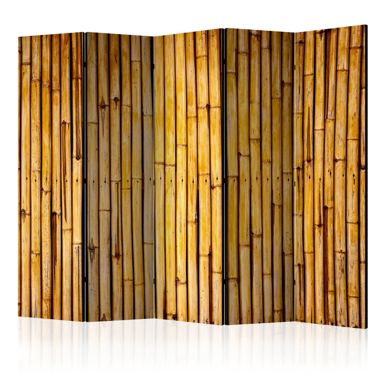 Paravent, Raumteiler freistehend, Trennwand - Bambusgarten , 5-teilig - 225x172 cm 