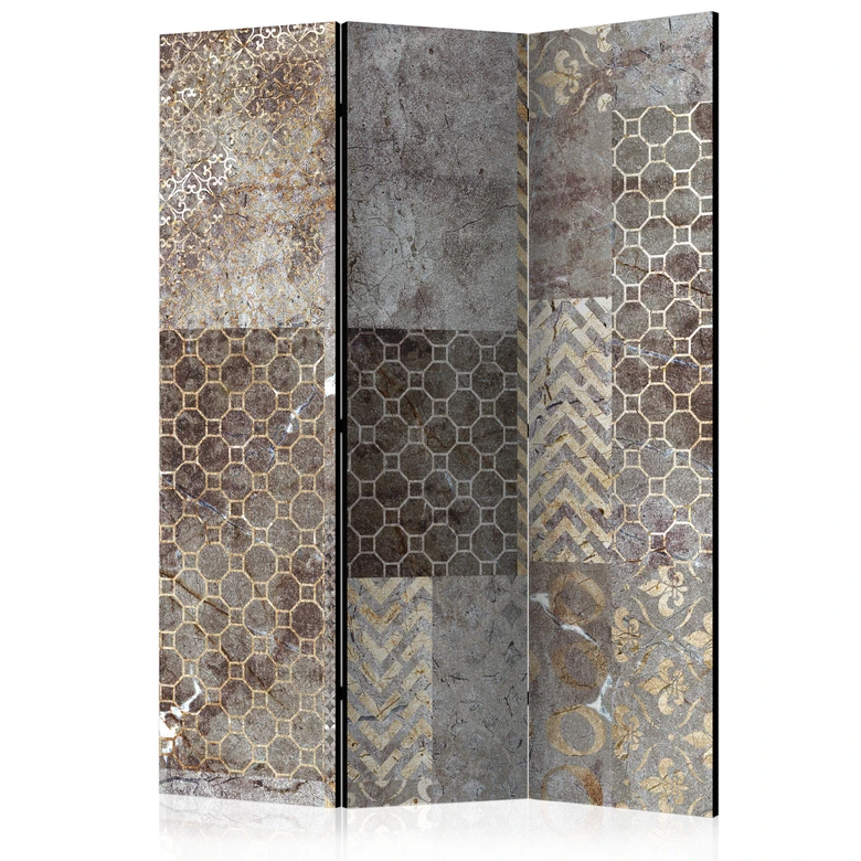 Paravent Séparation de pièce - Texture géométrique, 3 pièces - 135x172 cm 