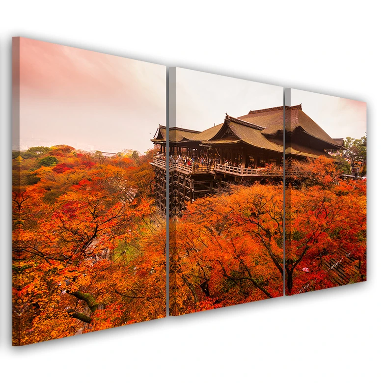 Leinwandbild 3-teilig, Garten Japan Landschaft 