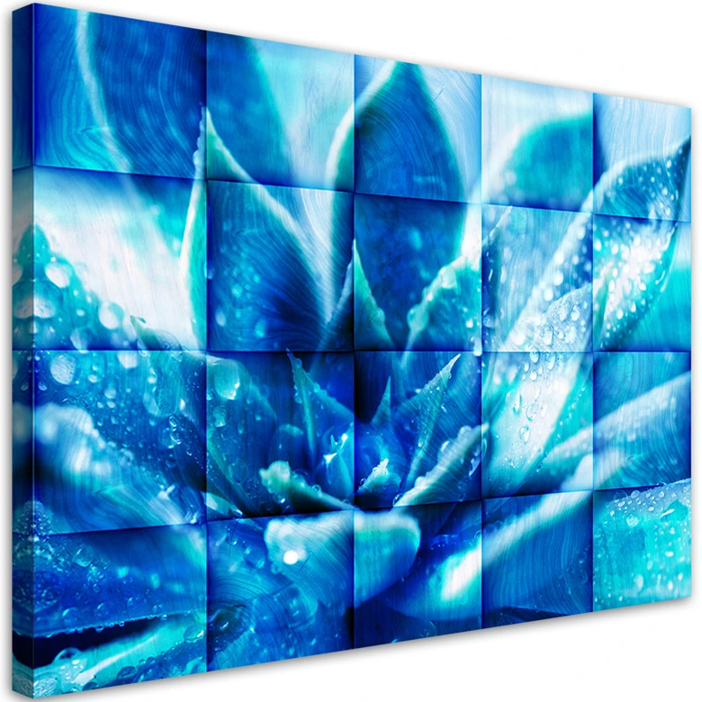 Canvasbillede, abstrakte blå blomster 3D 