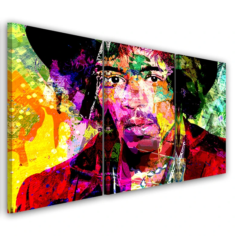 Leinwandbild 3-teilig, Jimmy Hendrix Musik 