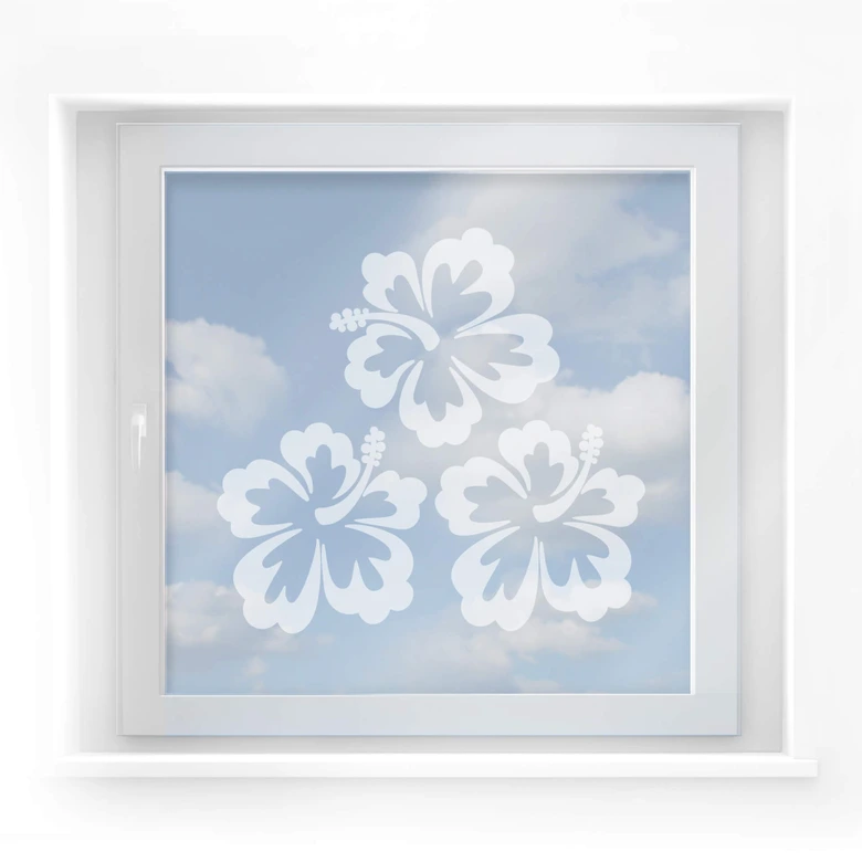 Frosted Glass - Hibiscus Flowers 