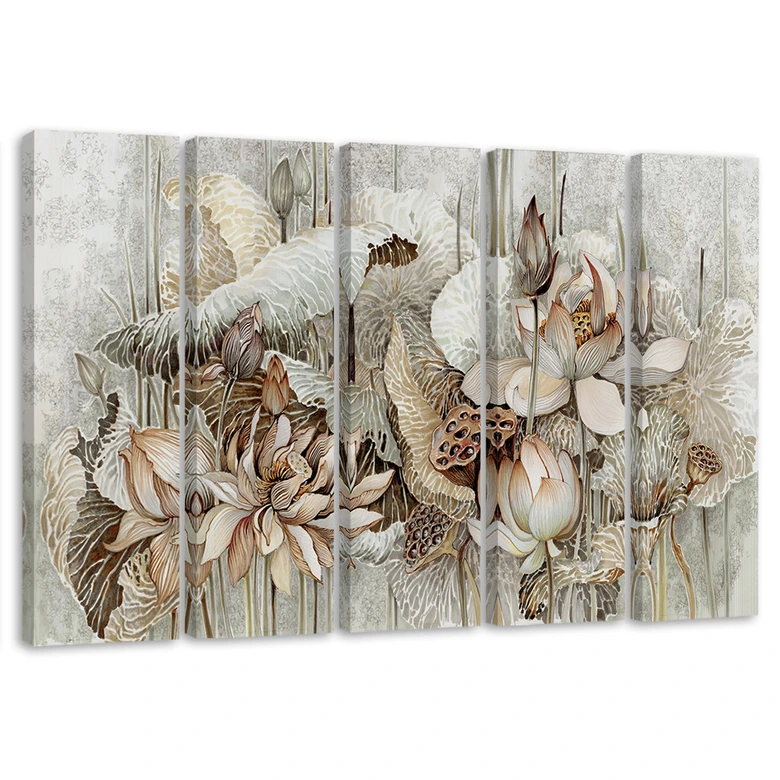 Leinwandbild 5 teilig, Saint Lotos Blumen 