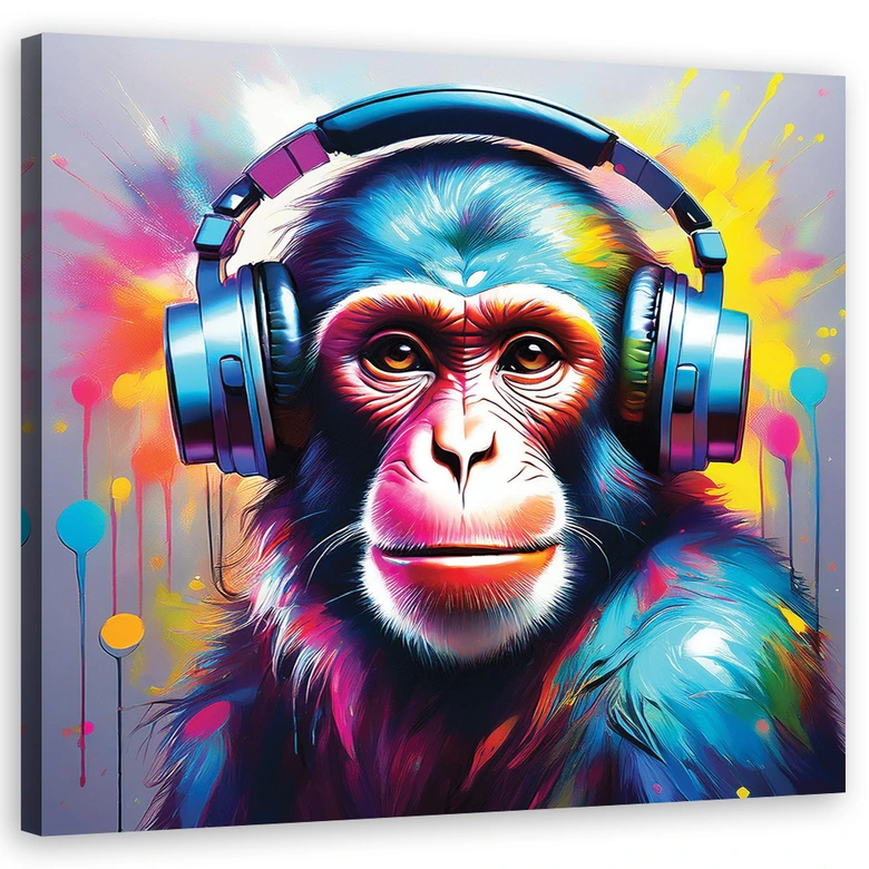 Leinwandbild Affe DJ Pop Art 