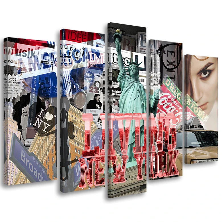Wandbild 5-teilig, New York Stadt Collage  