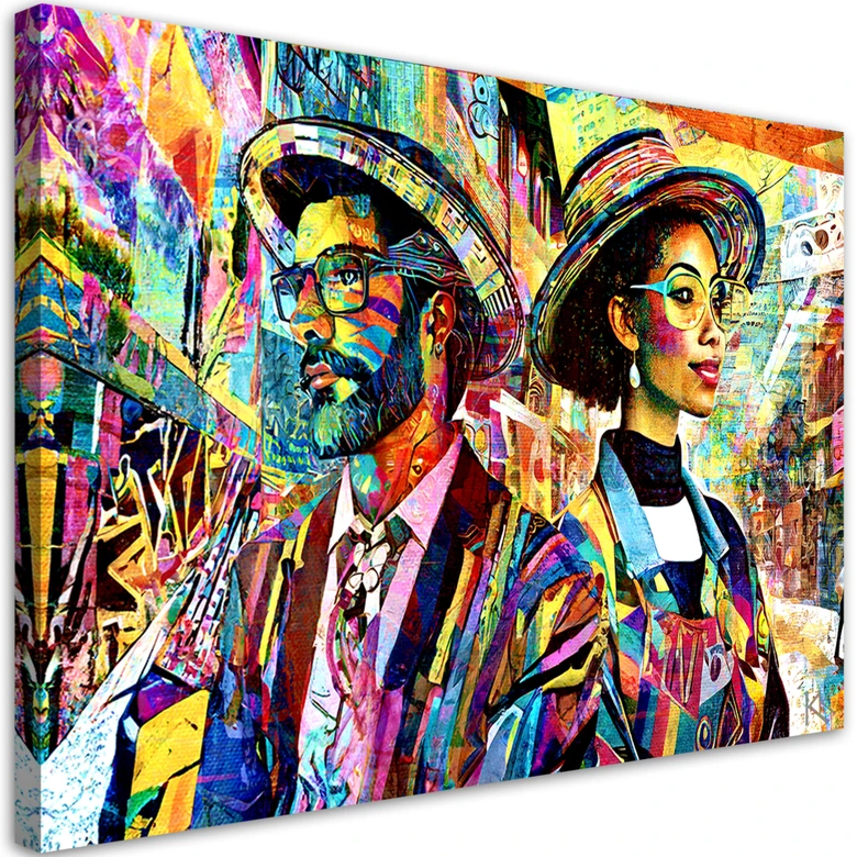Leinwandbild, Frau und Mann Abstraktion 