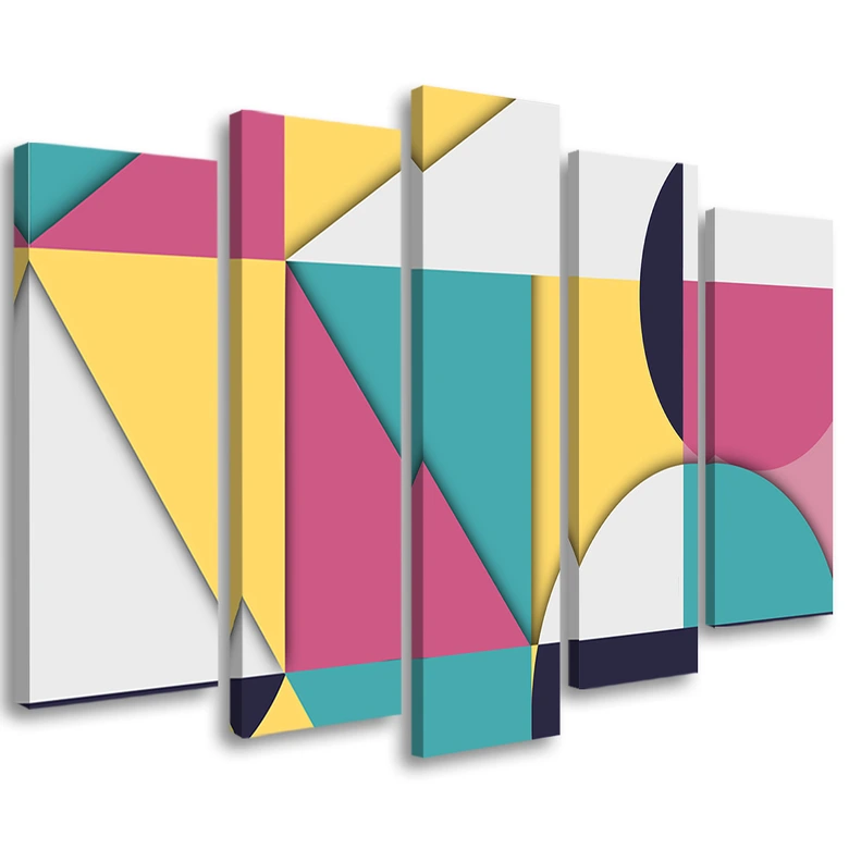 Leinwandbild 5 teilig, Geometrische Abstraktionsformen 